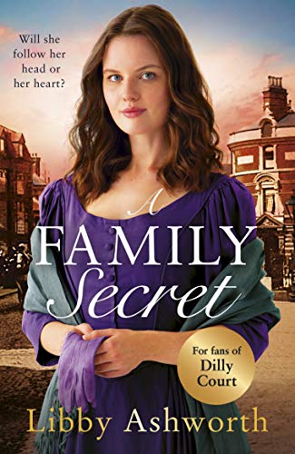Book cover featuring a woman in purple, with a historical town backdrop.