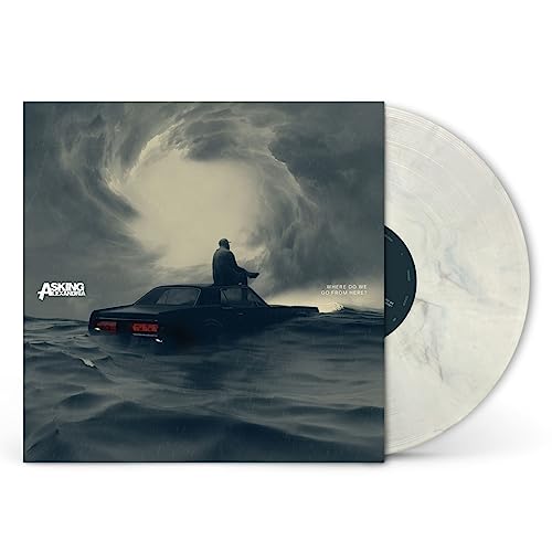 Asking Alexandria vinyl record with a man on a sinking car cover.