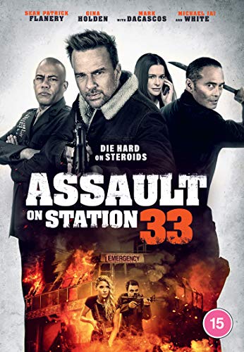 DVD cover for "Assault On Station 33" featuring four armed individuals.