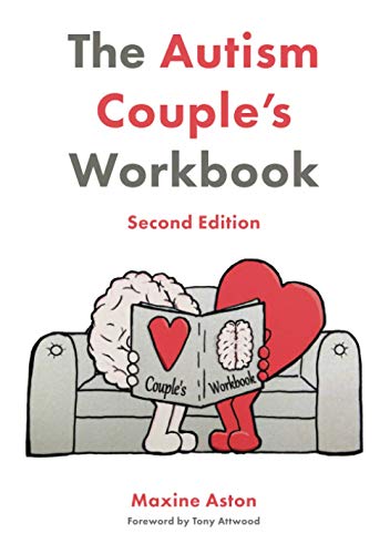 Workbook with autism couples theme, cover shows two adults with subtle supportive background.