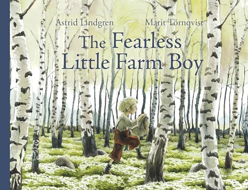 Book cover: a small boy walks through a birch forest.