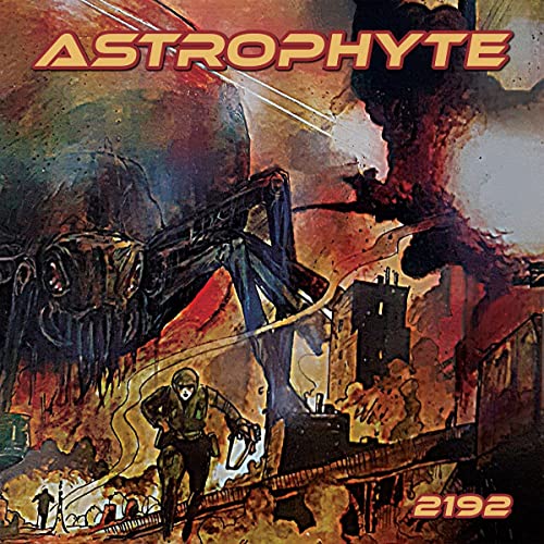 CD cover: dystopian scene with figures amid burning industrial ruins.