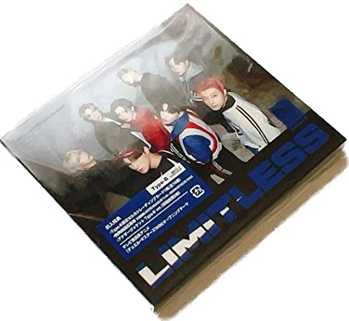 Ateez Limitless Type B CD cover with group photo and blue text.