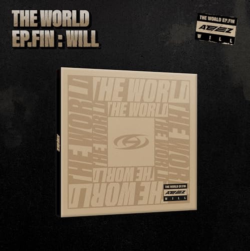 Ateez album “The World Ep.Fin : Will” with beige and black cover art.