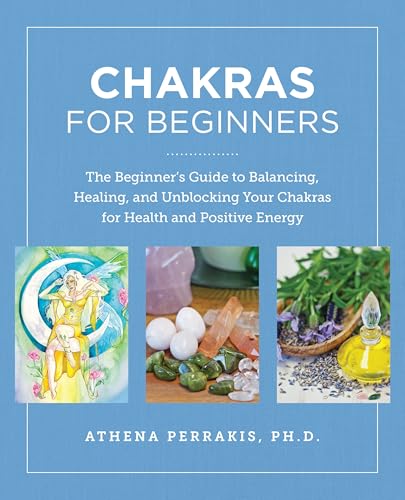 Book cover for “Chakras for Beginners” with crystals and botanical imagery.