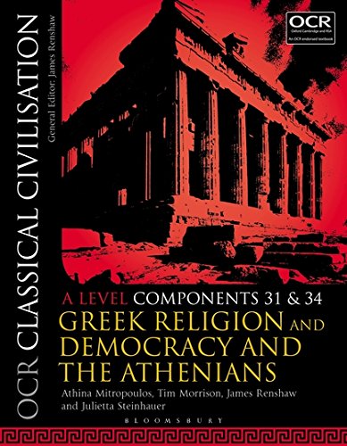 Textbook cover featuring a red and black silhouette of a Greek temple.