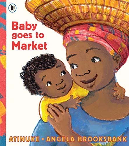 A woman with a basket on her head carries a baby in this book cover.