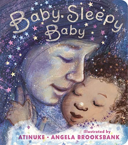 Book cover: mother and baby sleeping, surrounded by stars.