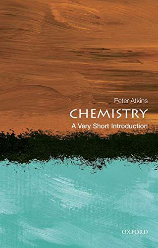Book cover titled Chemistry: A Very Short Introduction with abstract brown and teal paint.