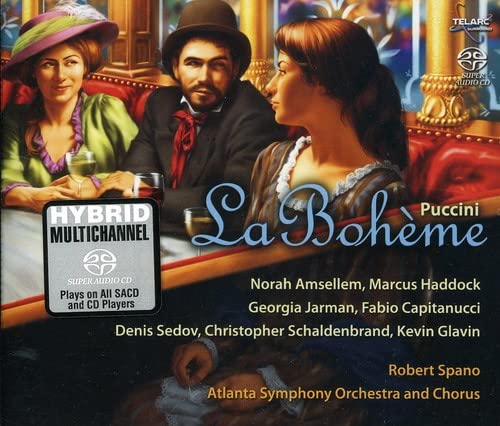 CD cover for Puccini's La Bohème featuring painted figures and text.
