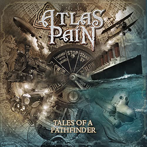 CD cover with vintage vehicles—ship, plane, submarine—and nautical wheel.