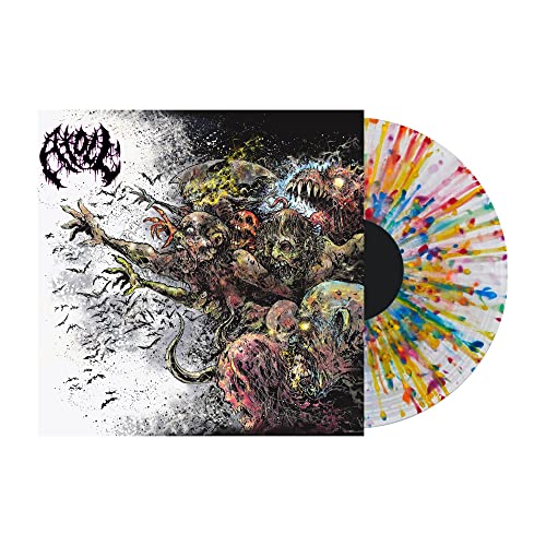 Record album cover with grotesque imagery and colorful splatter vinyl.