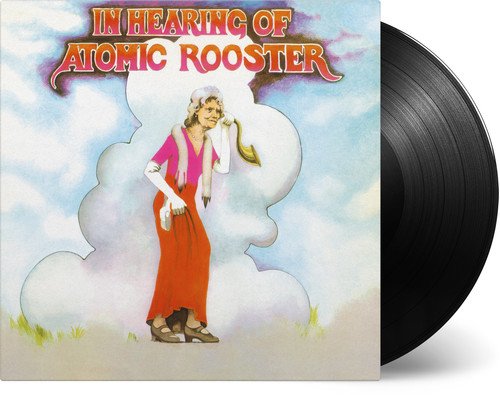 Vinyl record sleeve with cartoon man holding horn, partially covering the record.