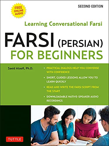 Book cover for Farsi (Persian) for Beginners with a photo of people studying together.
