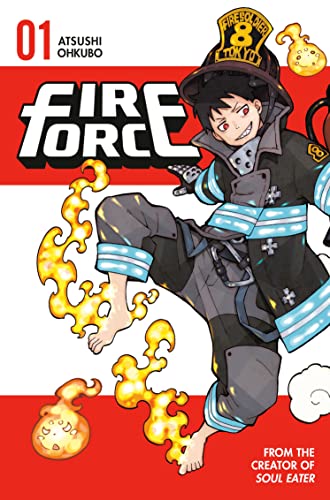 Cover of "Fire Force 1" manga, featuring a firefighter character and flames.