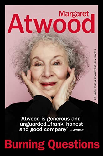 Book cover: Margaret Atwood’s portrait with title “Burning Questions.”