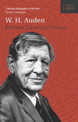 Red book cover featuring a portrait of W.H. Auden, with text overlay.