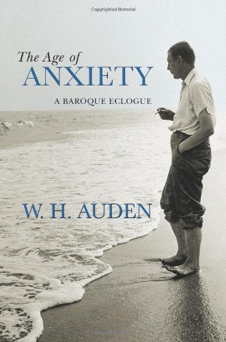 Book cover featuring W.H. Auden on a beach, titled “The Age of Anxiety.”