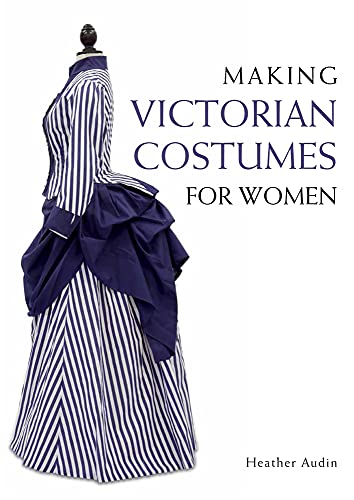 Book cover featuring a blue and white striped Victorian-era dress form.