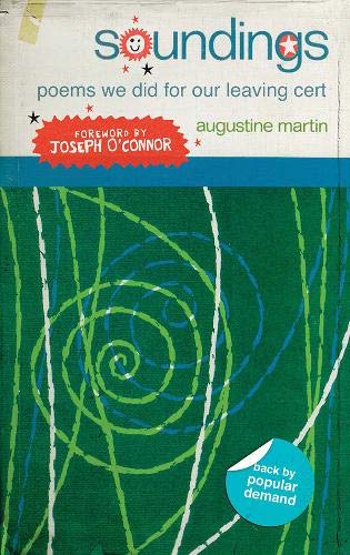 Poetry anthology "Soundings" with a green, swirling cover and red starbursts.