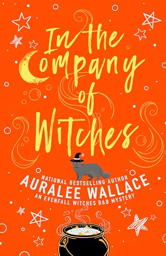Book cover with orange background, yellow text, a cat in a hat, and cauldron.