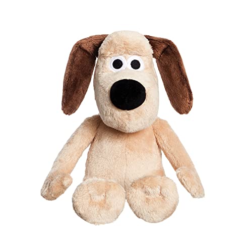 Brown and beige Gromit plush toy with large eyes and floppy ears.