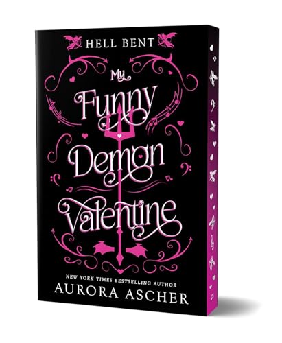 Black book cover with pink decorative flourishes, a trident, and the title in script.