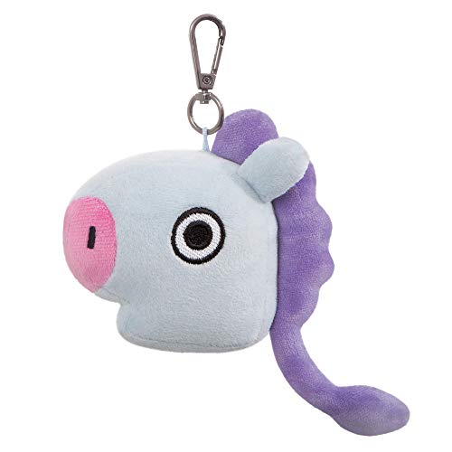 Purple plush MANG character key clip with a silver carabiner hook.