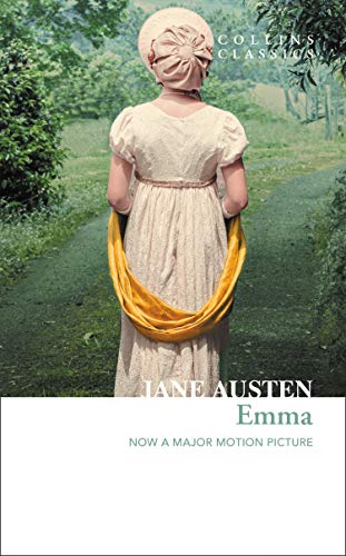 Book cover of "Emma" by Jane Austen, woman in Regency dress.