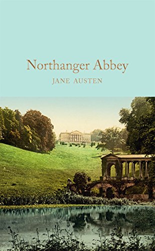 Book cover for “Northanger Abbey” with a landscape painting.