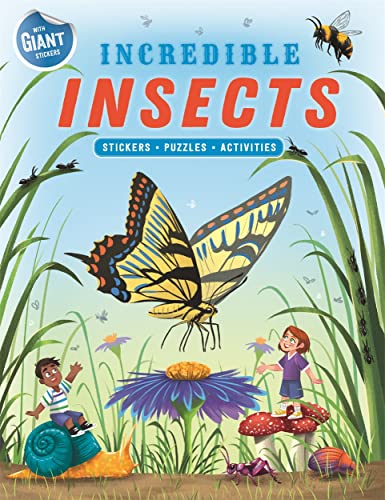 Book cover with colorful insects, children, and illustrated plants.
