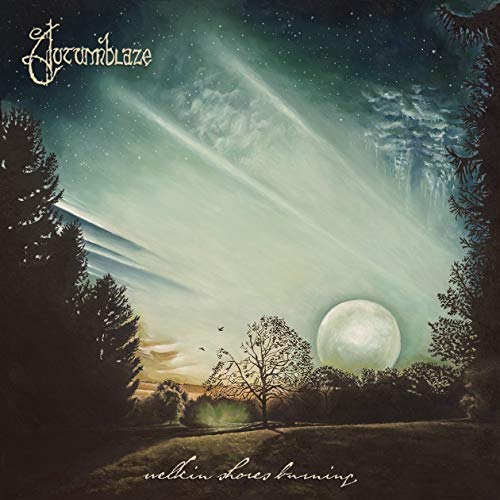 Album cover: Night landscape with trees, moon, and swirling blue sky.