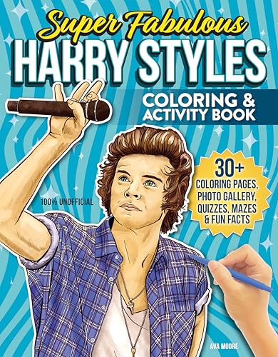 Harry Styles coloring and activity book cover with illustrated singer.