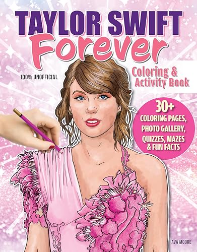 Taylor Swift coloring and activity book cover with illustrated portrait.