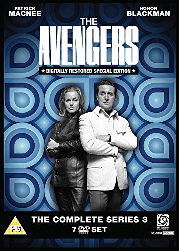 DVD cover for "The Avengers" Series 3, featuring Patrick Macnee and Diana Rigg.