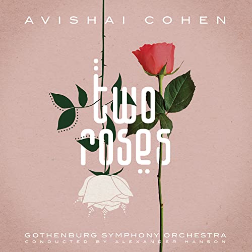 Album cover for Avishai Cohen’s “Two Roses” featuring red and white roses.