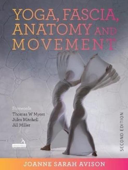 Book cover with two figures in yoga poses on a textured background.