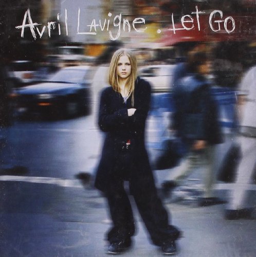 Avril Lavigne album cover, "Let Go," with blurred city background.