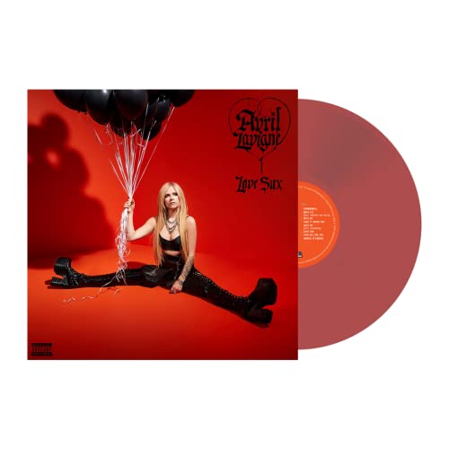 Avril Lavigne "Love Sux" vinyl record, red cover and disc.