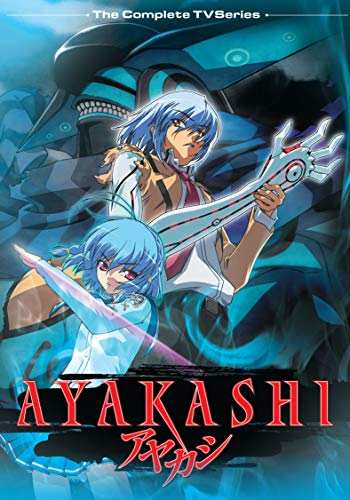 Anime DVD cover featuring two characters with blue hair and swords.