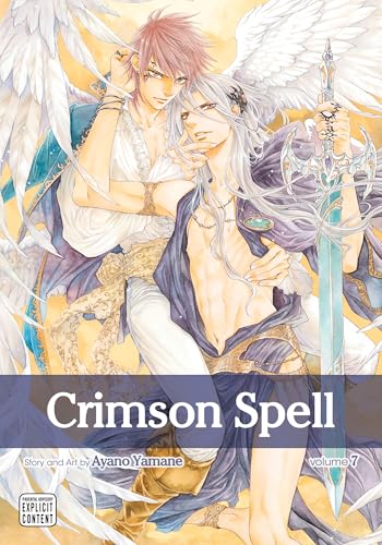 Crimson Spell, Vol. 7 cover with two men and large, detailed wings.