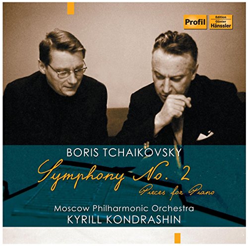 CD cover for Boris Tchaikovsky's music, featuring two men and piano keys.
