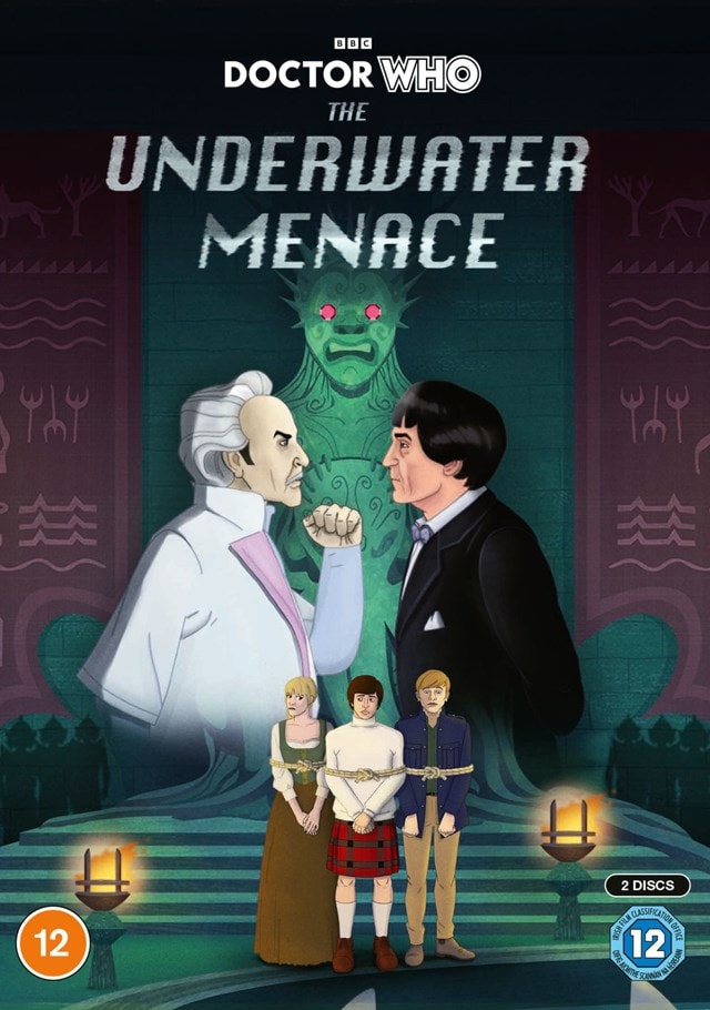 DVD cover art for Doctor Who The Underwater Menace featuring the Doctor and companions.
