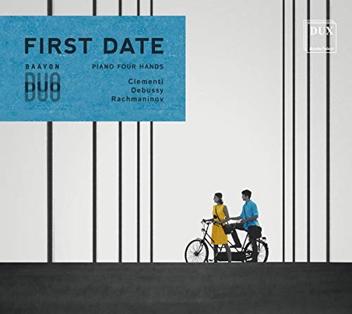 CD cover with couple on a tandem bicycle, titled "First Date".