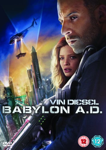 "Babylon A.D. DVD cover featuring Vin Diesel and Mélanie Thierry in a futuristic cityscape."