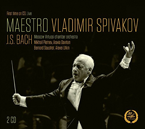 CD cover featuring conductor Vladimir Spivakov with orchestra, text “J.S. Bach”.