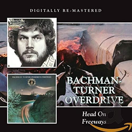 Bachman-Turner Overdrive CD cover with band member portrait and highway scene.