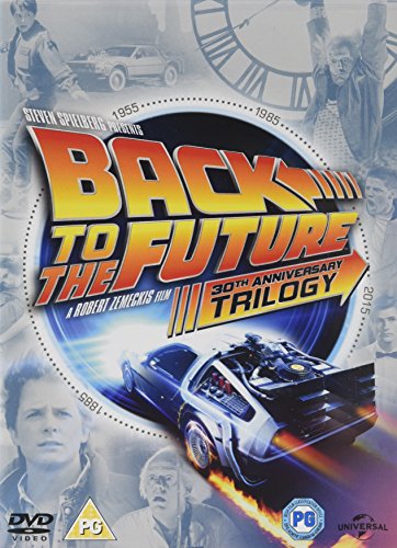 Back to the Future" trilogy DVD cover featuring a DeLorean time machine.