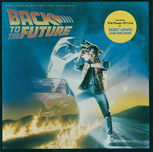 Back to the Future CD cover featuring Marty McFly and a DeLorean.