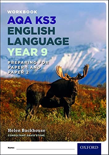 Year 9 English workbook cover with a moose in a mountain landscape.